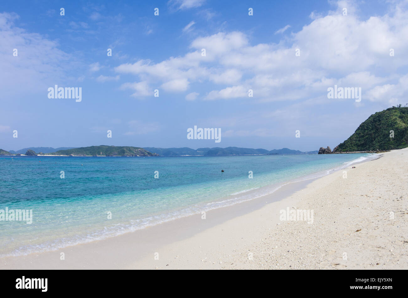 Beautiful Kitahama Beach on Aka Island (in the background an uninhibited island and Tokashiki), Okinawa, Japan Stock Photo