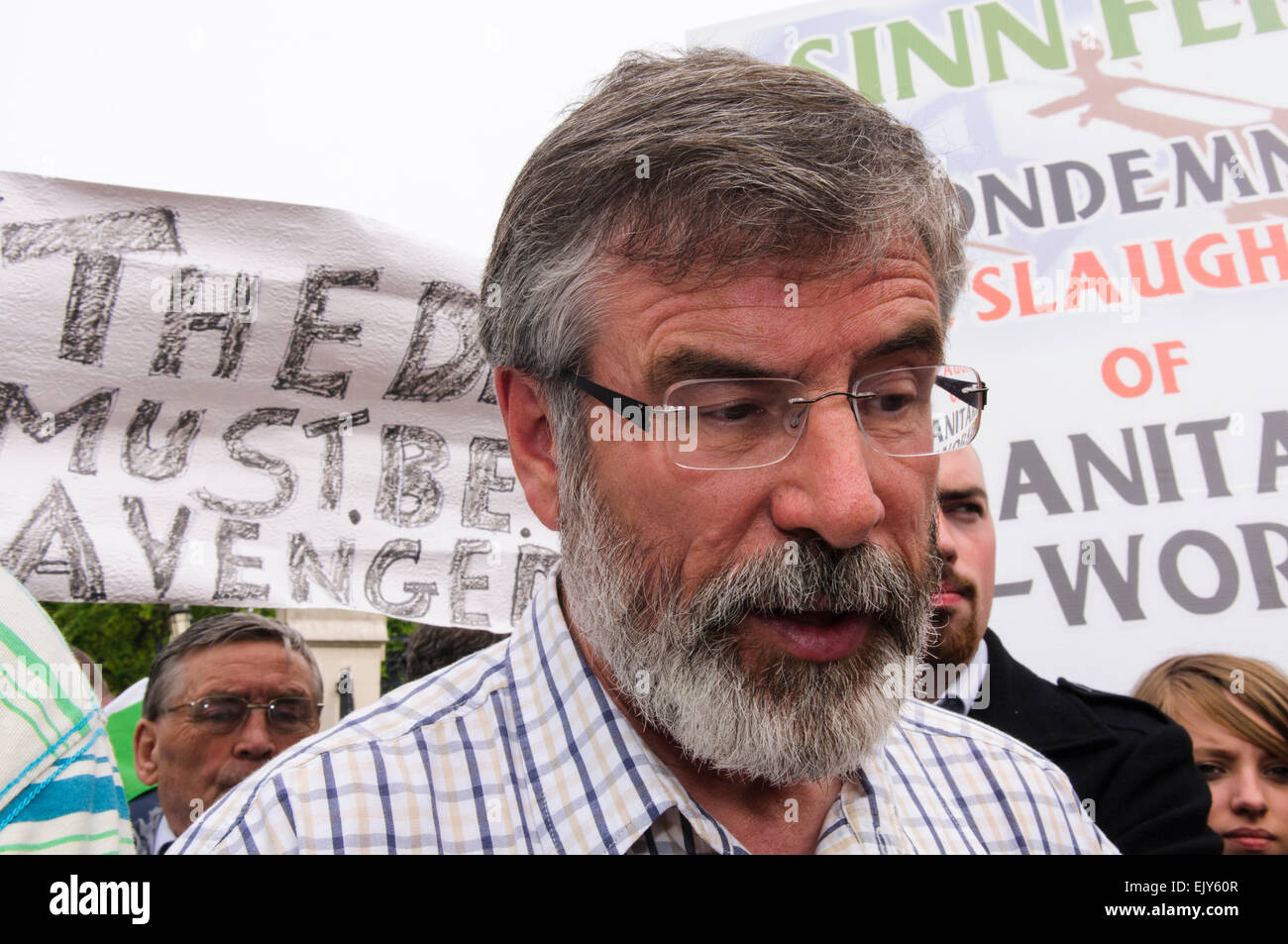Gerry Adams at an anti Israel/Pro Gaza demonstration Stock Photo