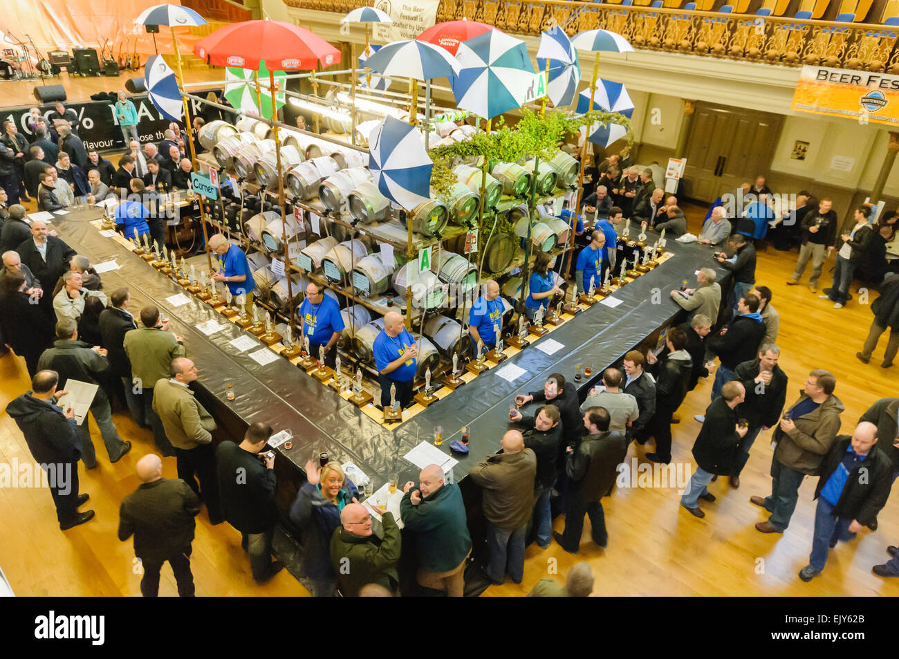 Customers enjoying their pints at a CAMRA real ale festival. Stock Photo