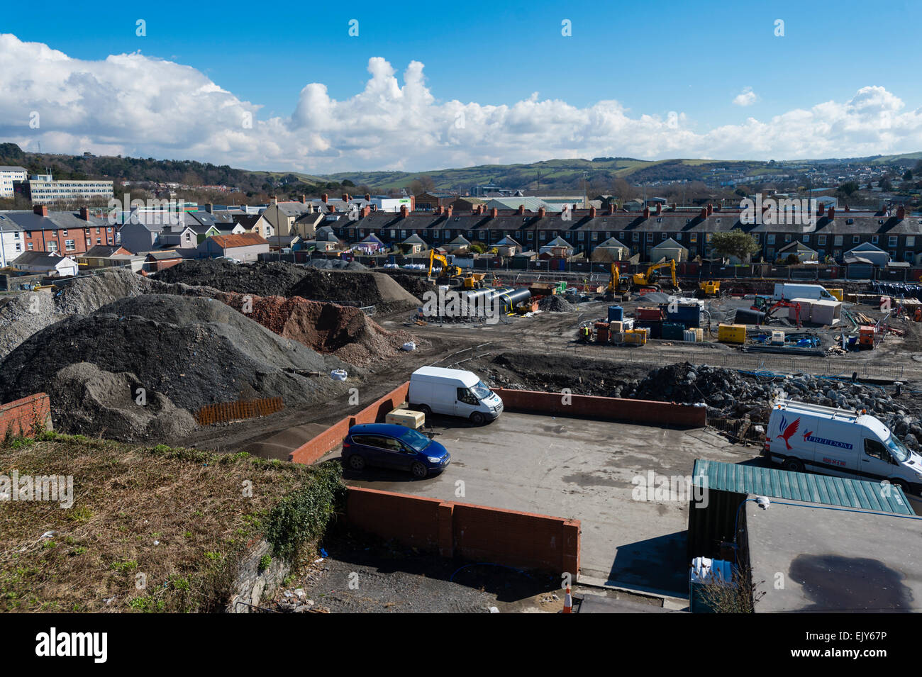 Brownfield site development Groundworks underway to decontaminate the