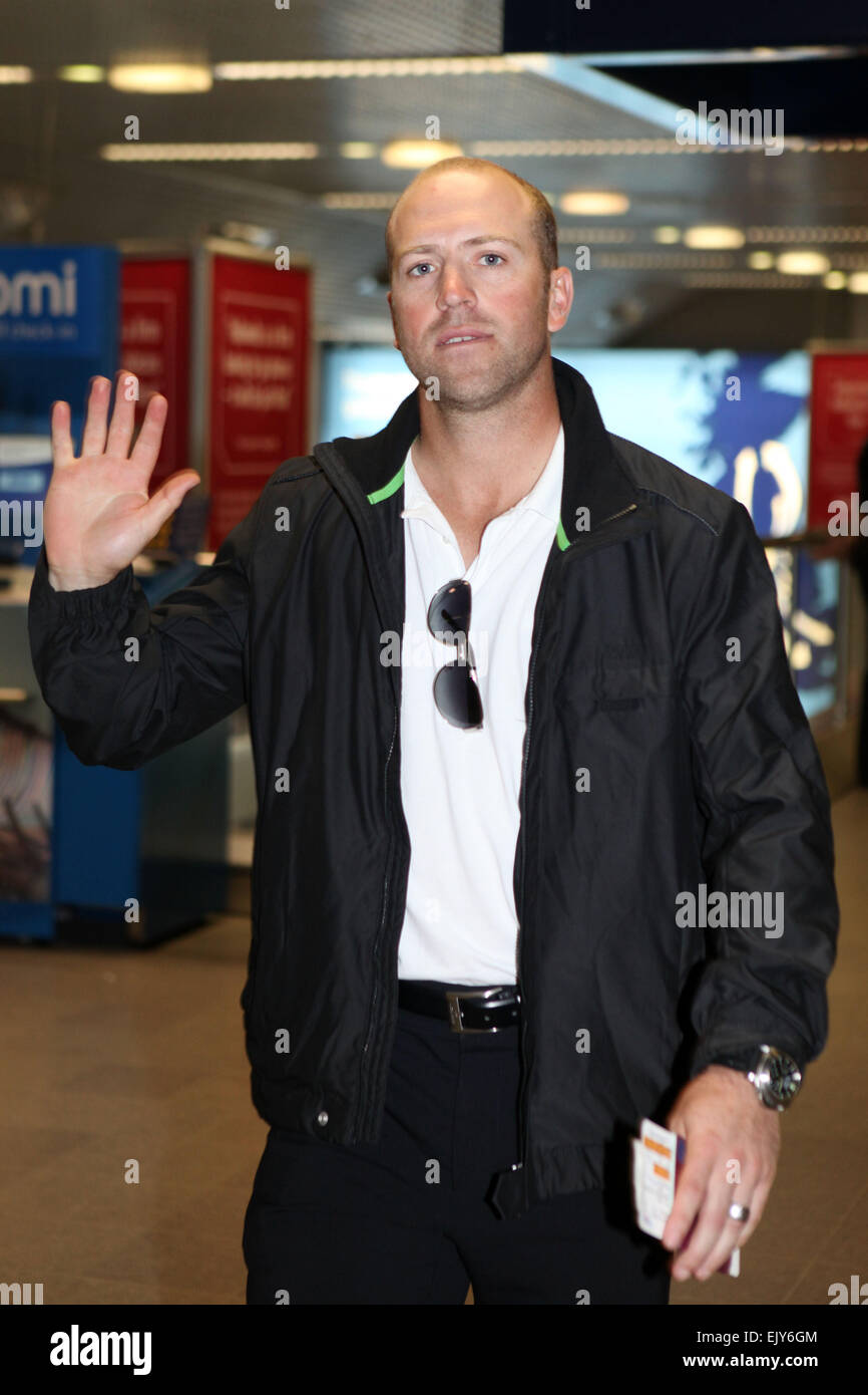 Manchester Airport Terminal 3.  England one day international cricket team depart for Belfast . Matt Prior. Stock Photo
