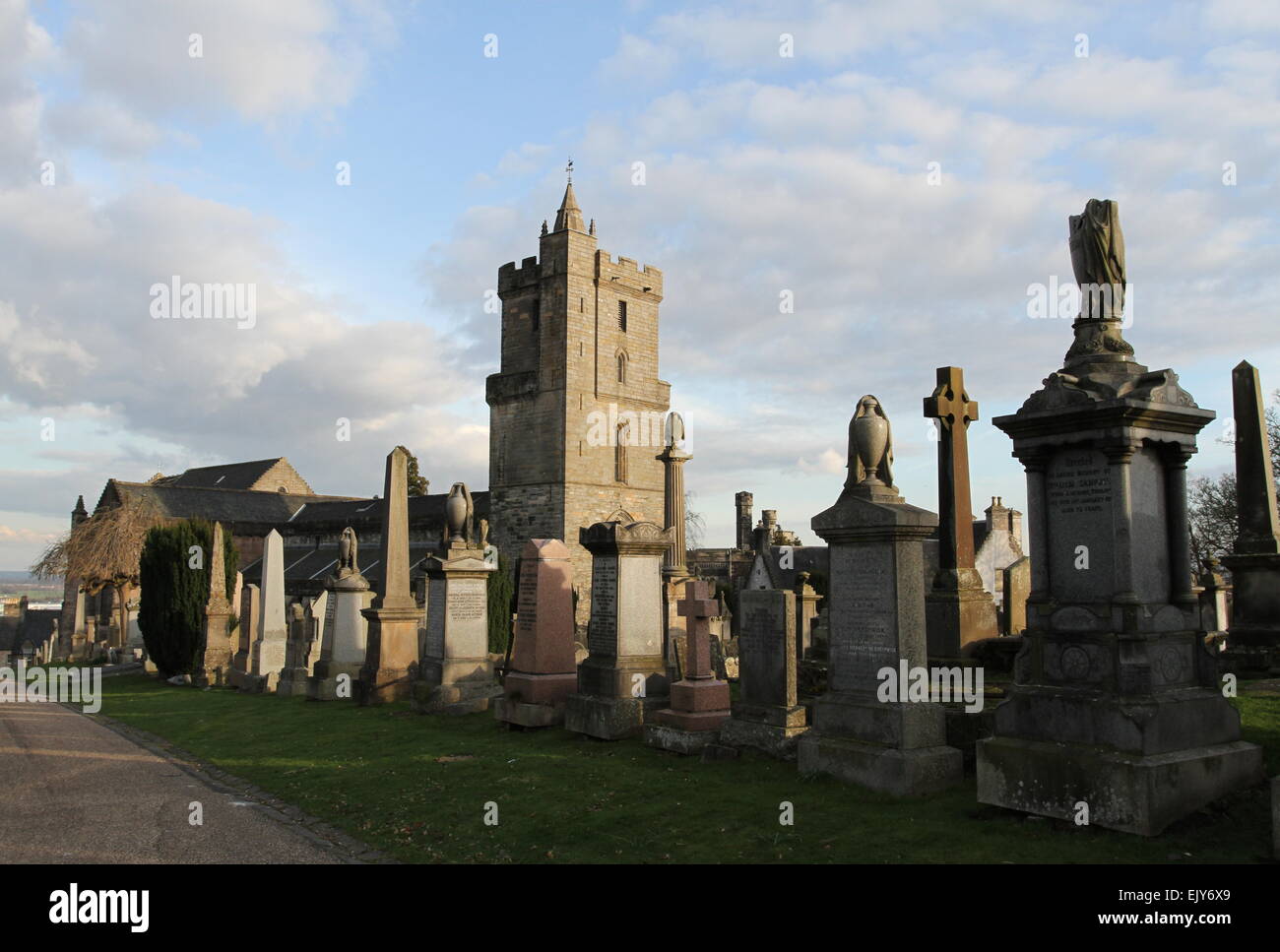Graveyard and church of the Holy Rude Stirling Scotland  March 2015 Stock Photo