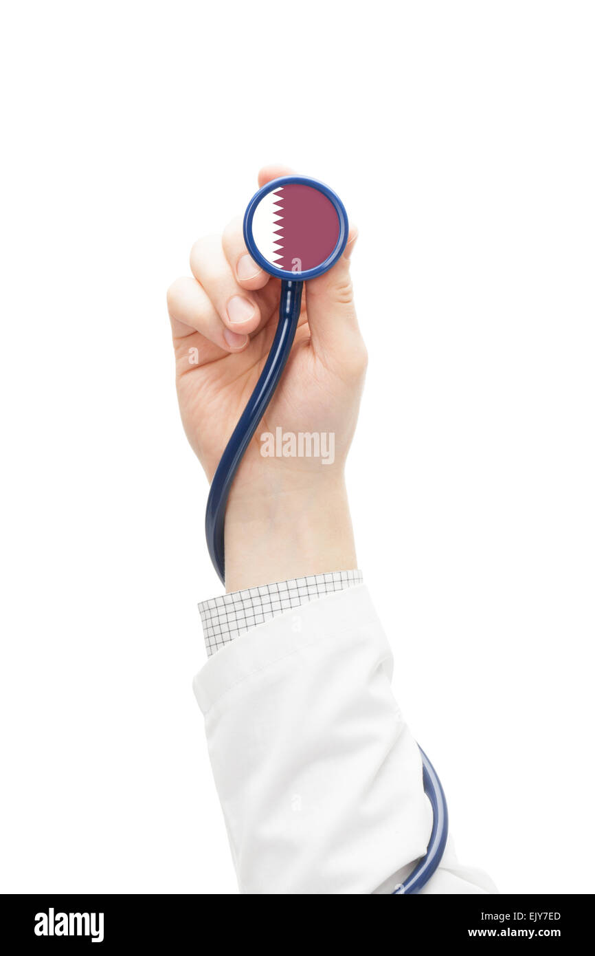 Stethoscope with national flag conceptual series Qatar Stock Photo