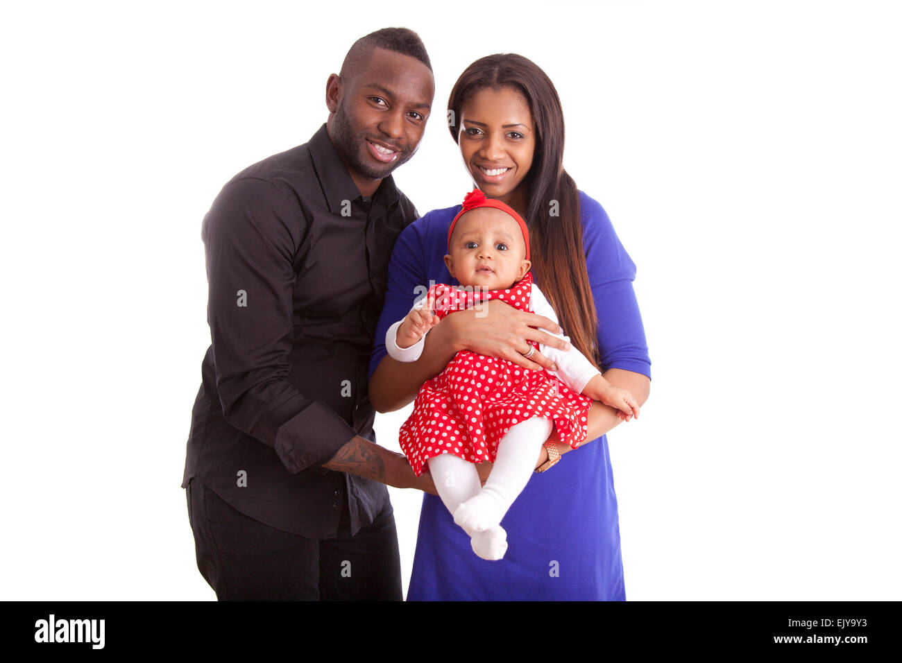 Portrait of a young african american couple with her baby girl Stock ...