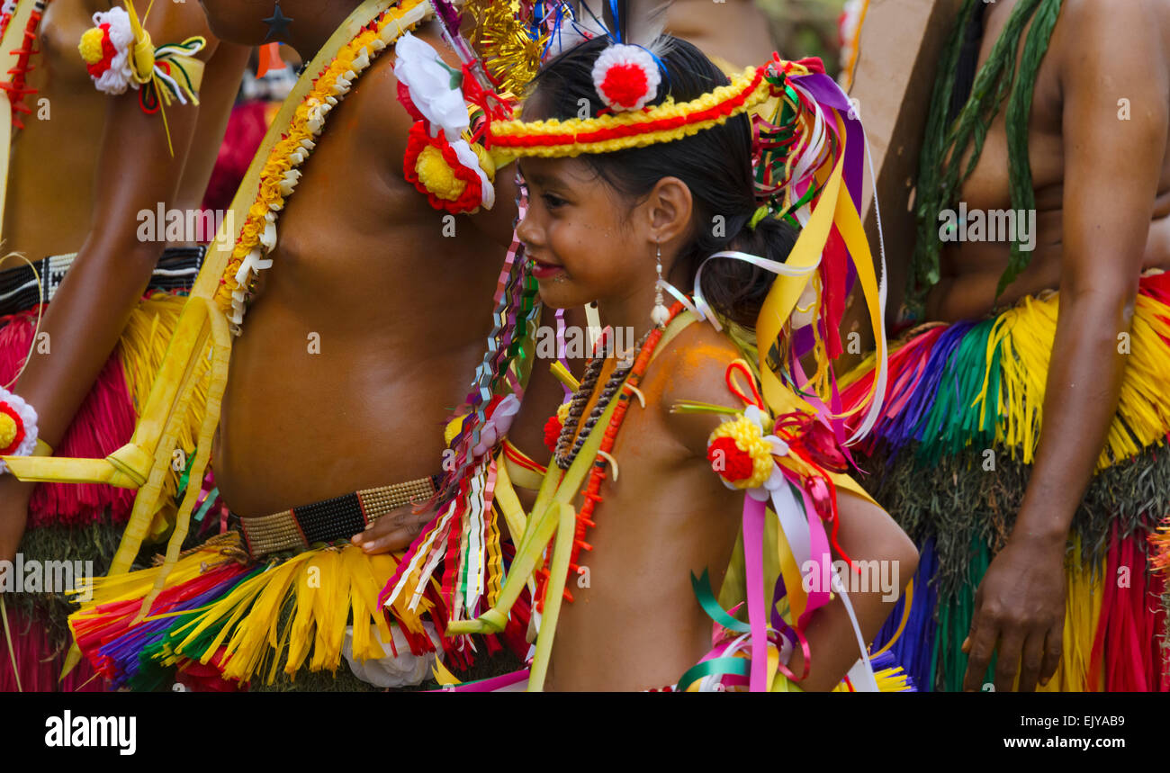 Yapese girl in traditional clothing at Yap Day Festival 