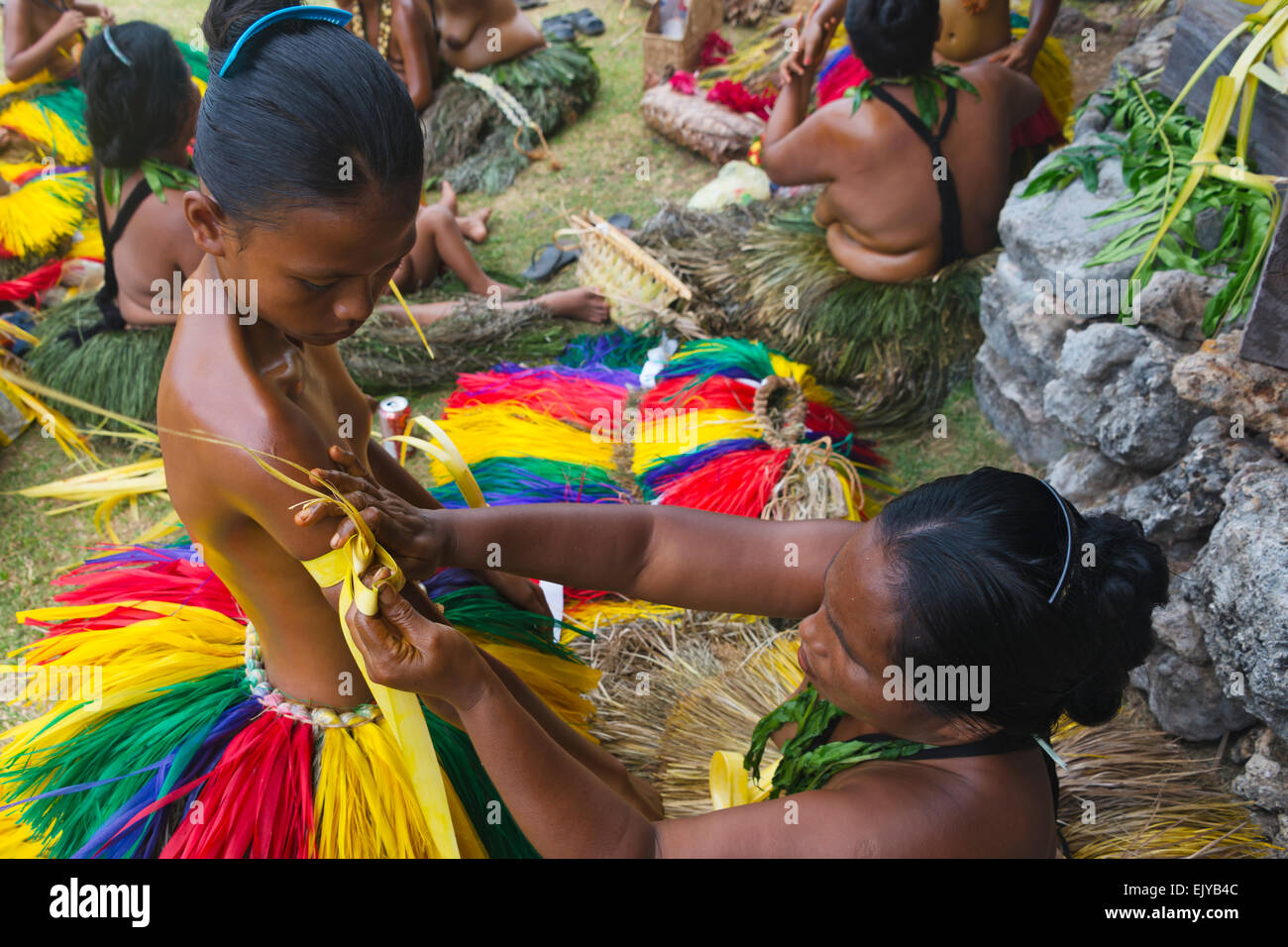 Download this stock image: Yapese people preparing at Yap Day Festival, Yap...