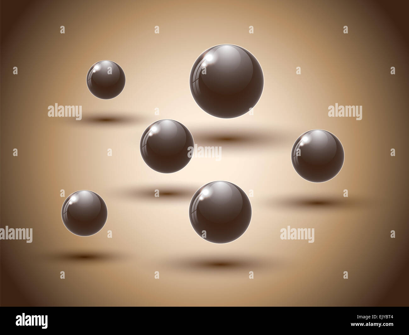 Brown chocolate balls on colorful background. Vector iluustration Stock