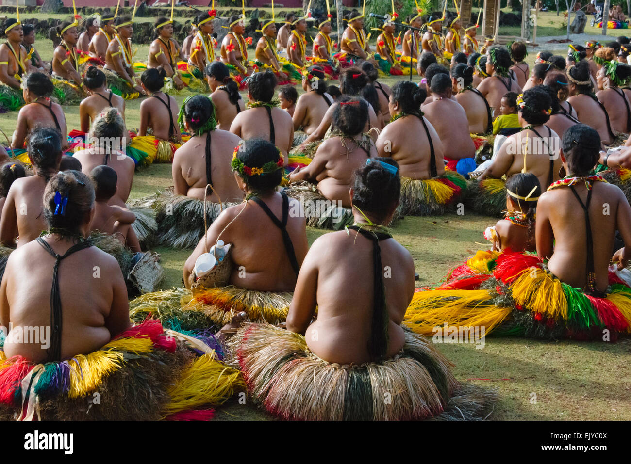 Yapese girl wearing grass skirt at Yap Day Festival, Yap Island, Federated  States of Micronesia Stock Photo - Alamy