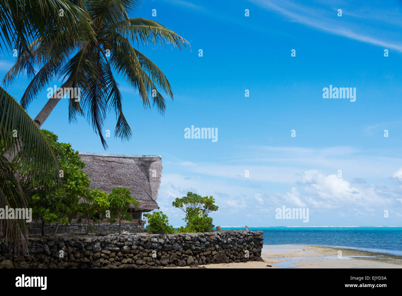 Men's house by the ocean, Yap Island, Federated States of Micronesia Stock Photo
