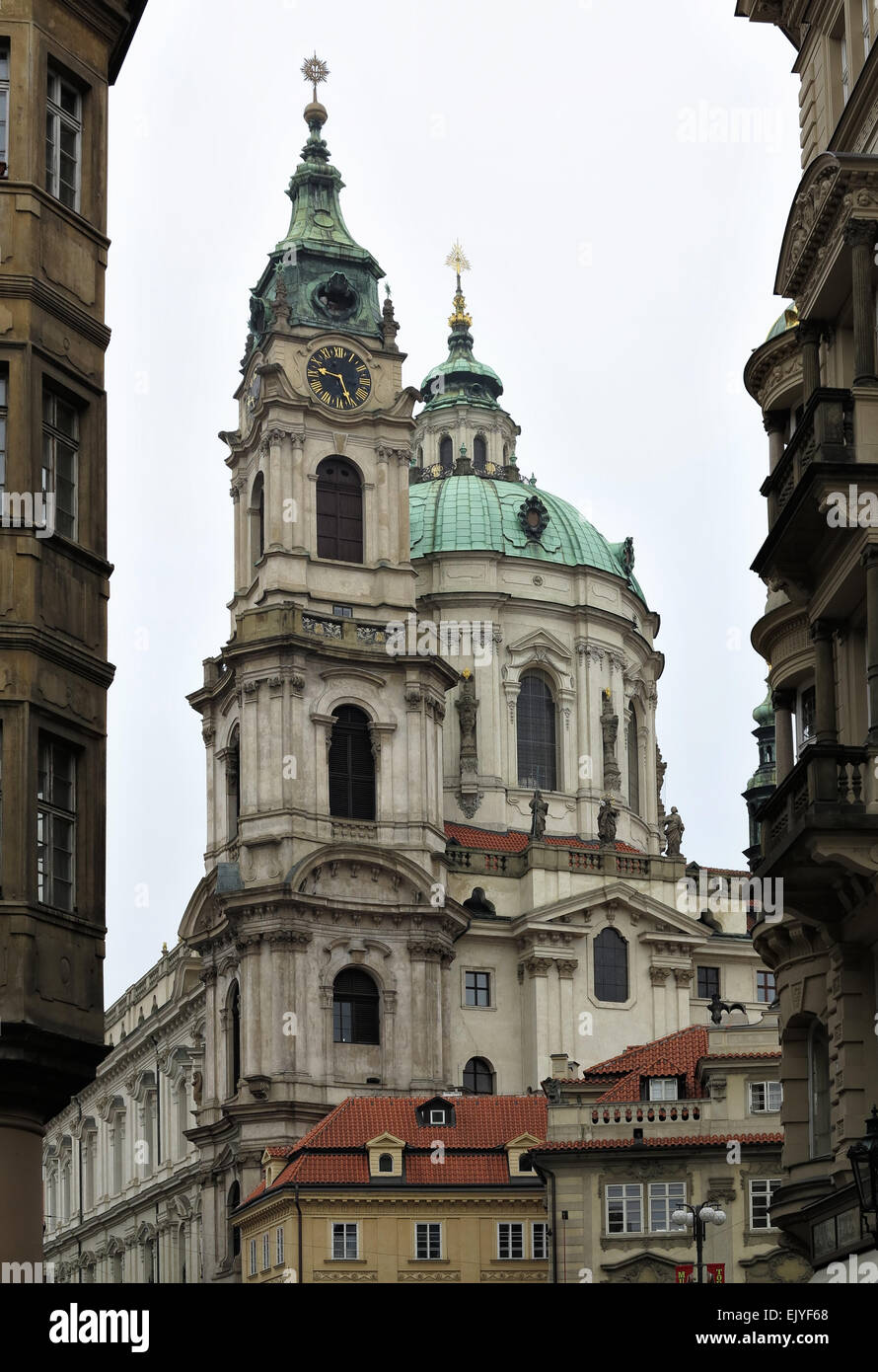 St Nikolas church, one of the most important buildings of baroque Prague Stock Photo