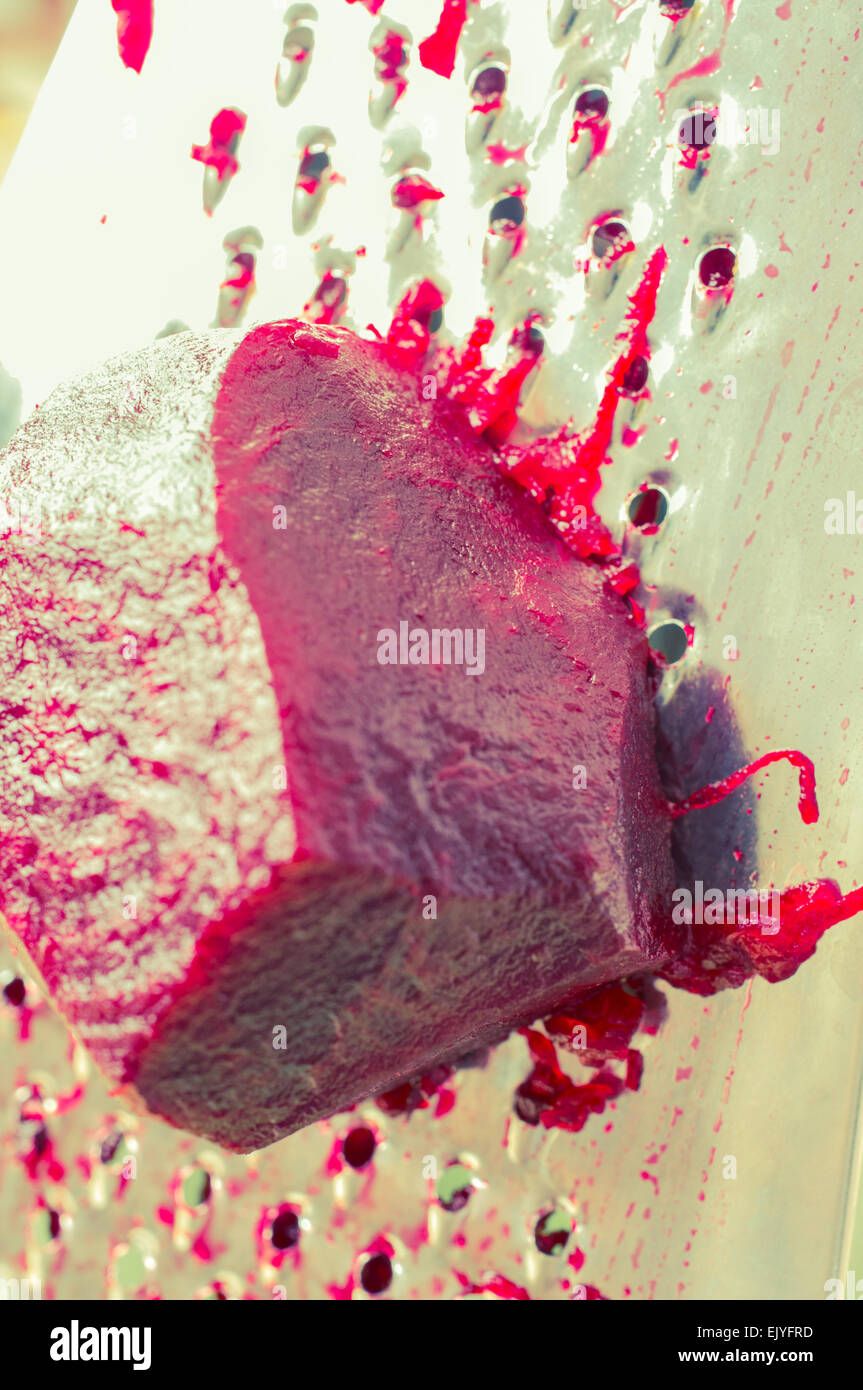Whole fresh grated beets rubs for food Stock Photo