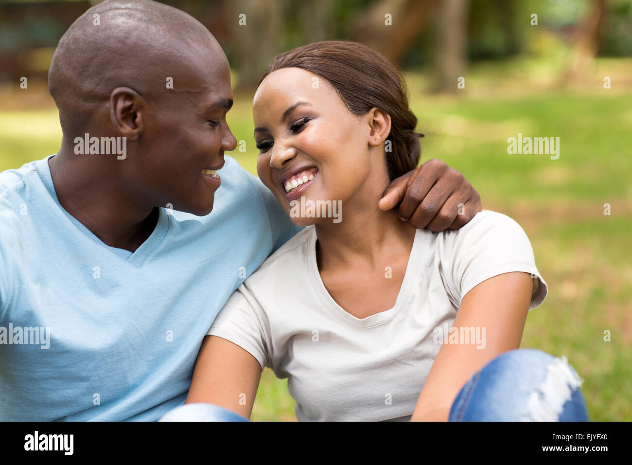 happy African couple at the park Stock Photo - Alamy