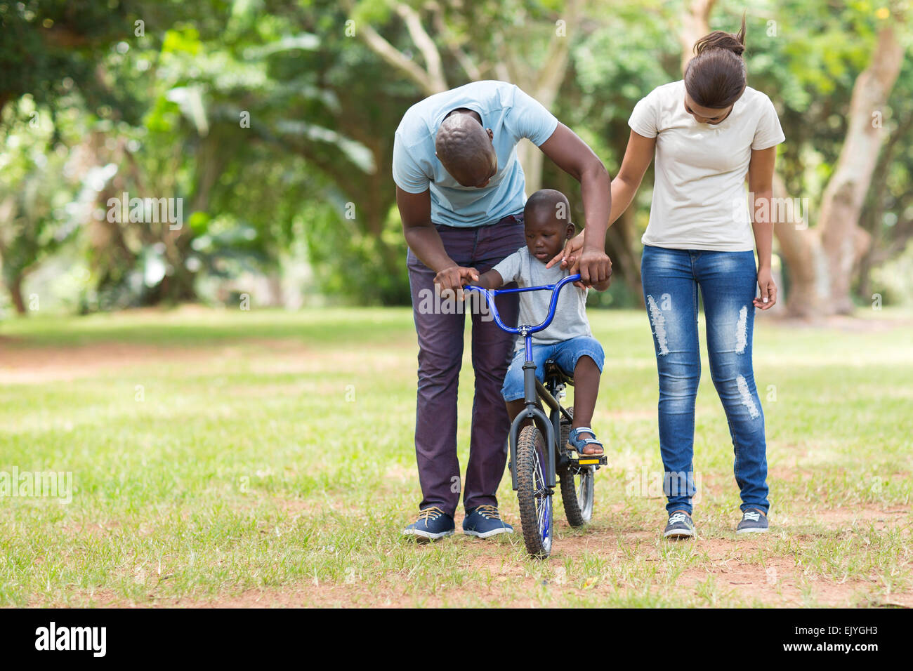 lovely young African family having quality time outdoors Stock Photo