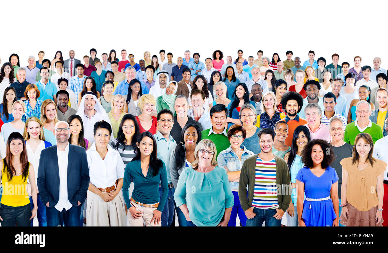 Large Group of Diverse Multiethnic Cheerful People Stock Photo - Alamy