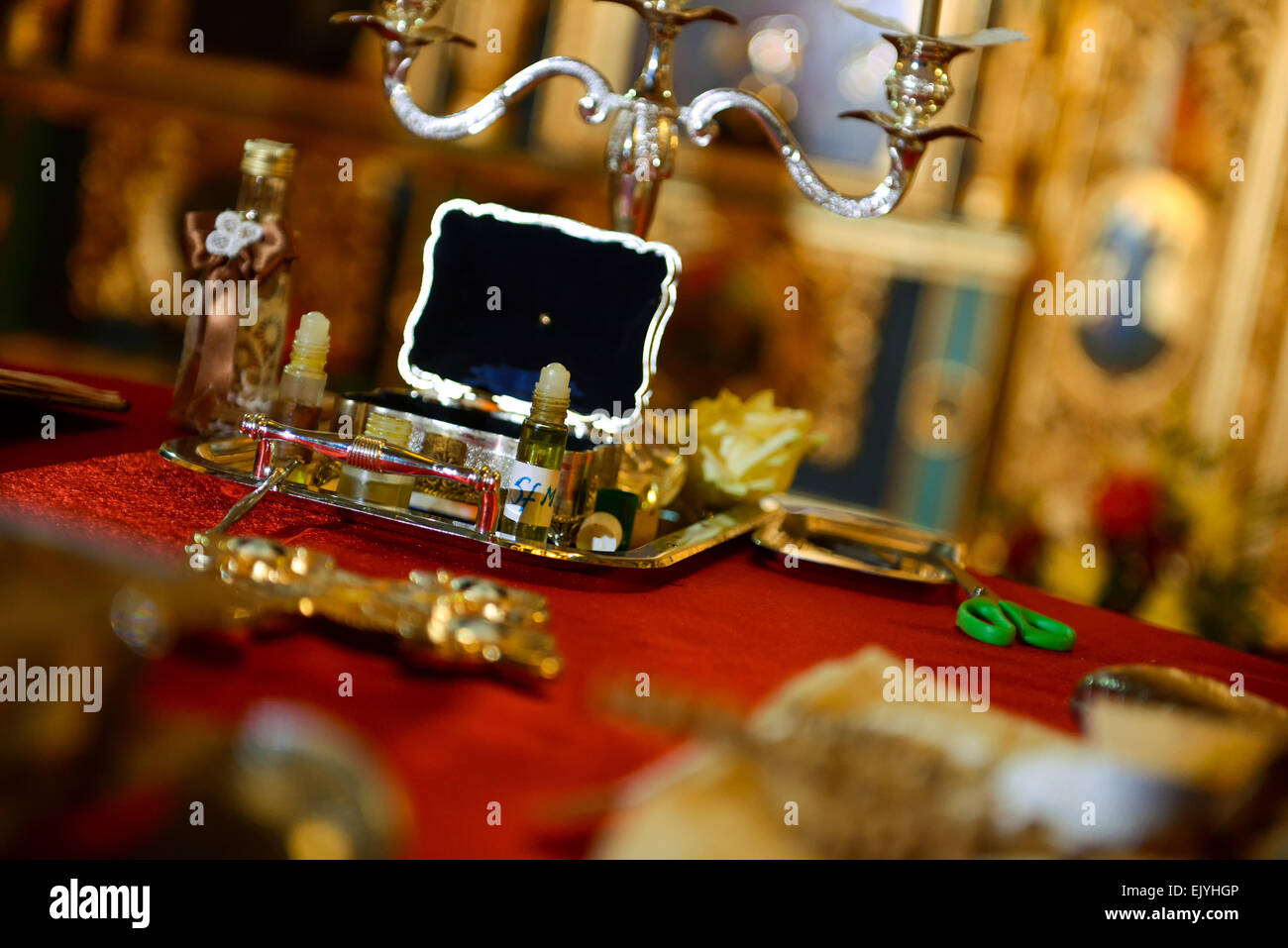 Baptism Table Table ready for baptism Stock Photo - Alamy
