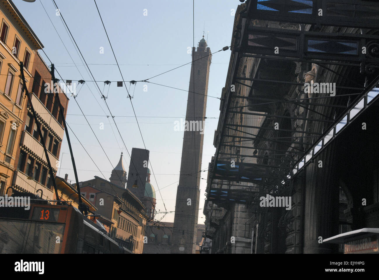 Bologna (Italy) Garisenda and Asinelli towers Stock Photo - Alamy