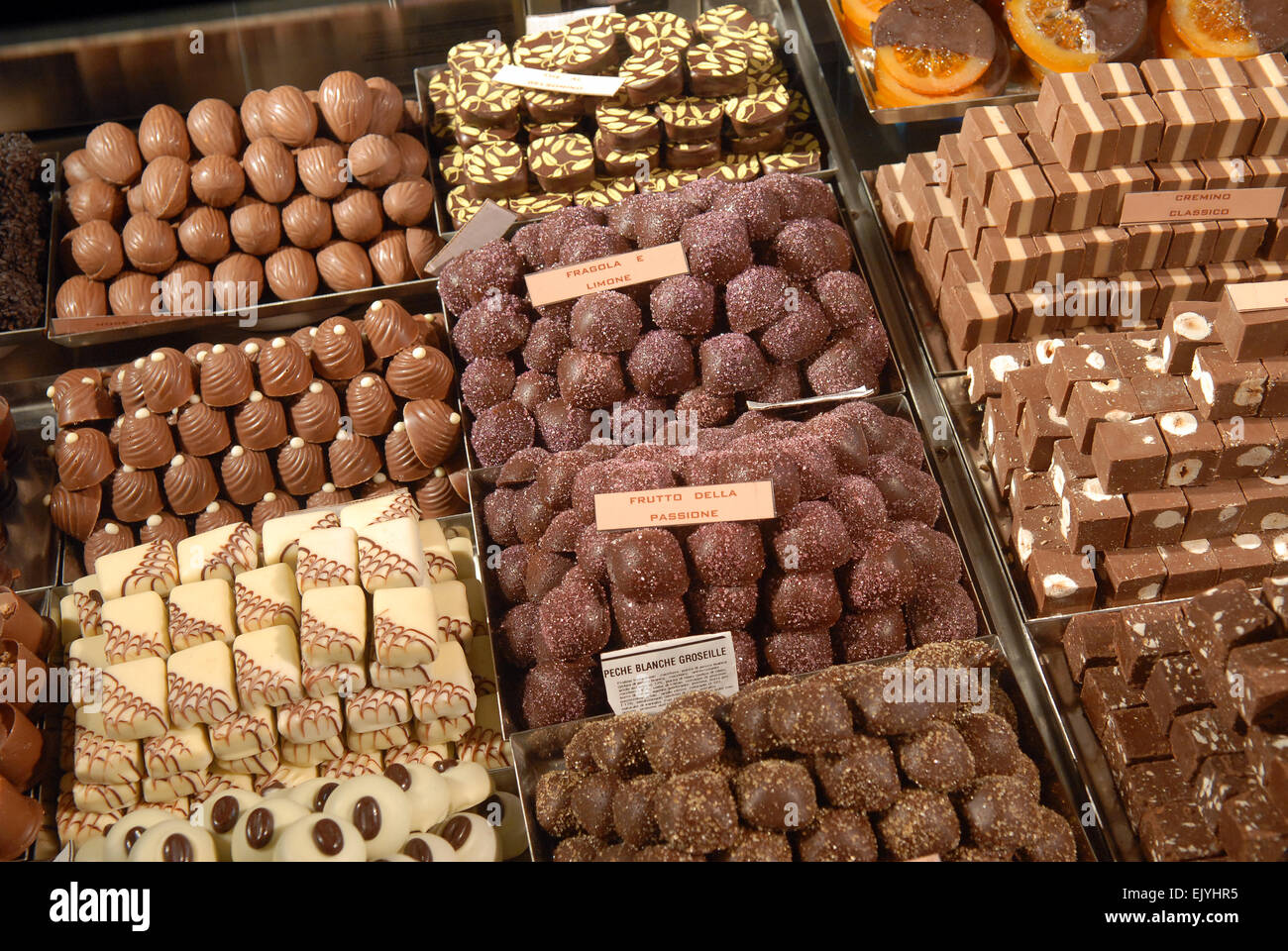 Odone pastry in Turin (Piedmont, Italy), typical chocolate candies