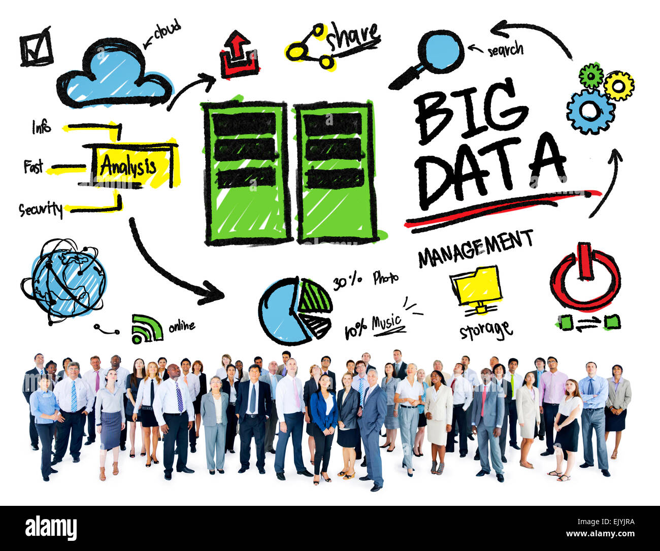 Diversity Business People Big Data Management Looking Up Concept Stock Photo