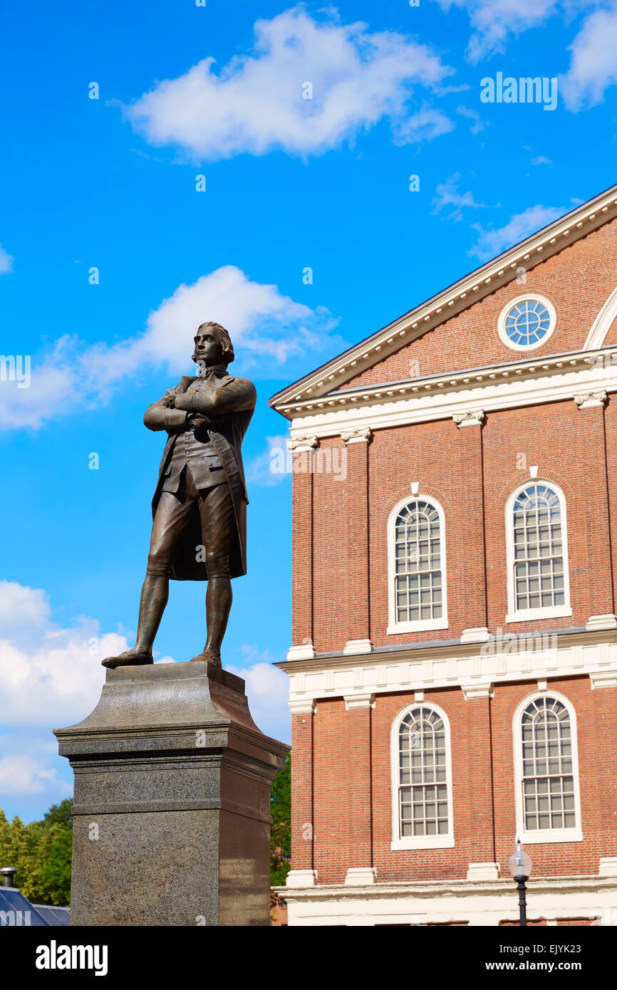 Boston Samuel Adams monument near Faneuil Hall in Massachusetts USA Stock Photo