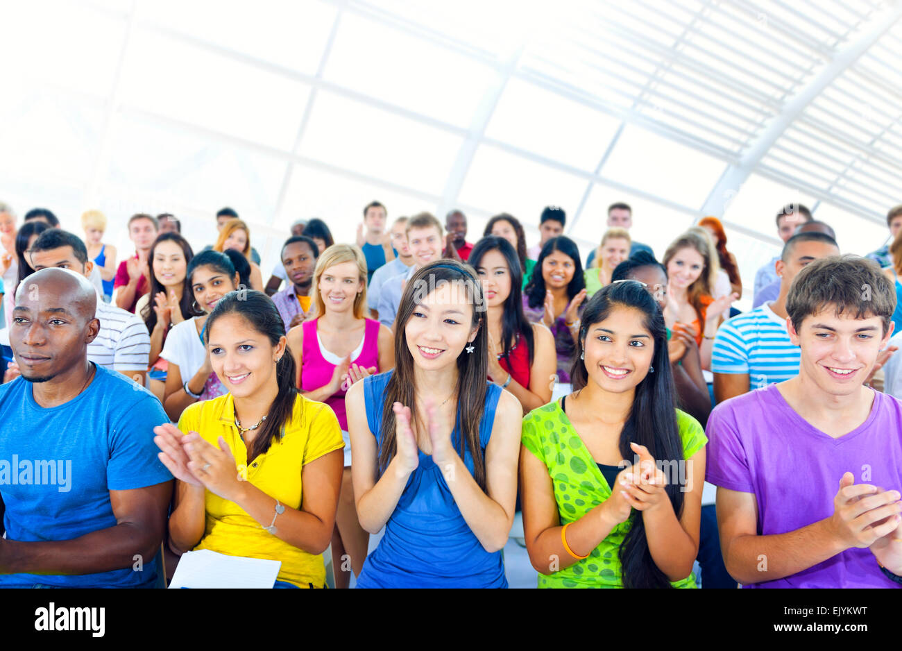 Diverse and Happy People Applauding Stock Photo - Alamy