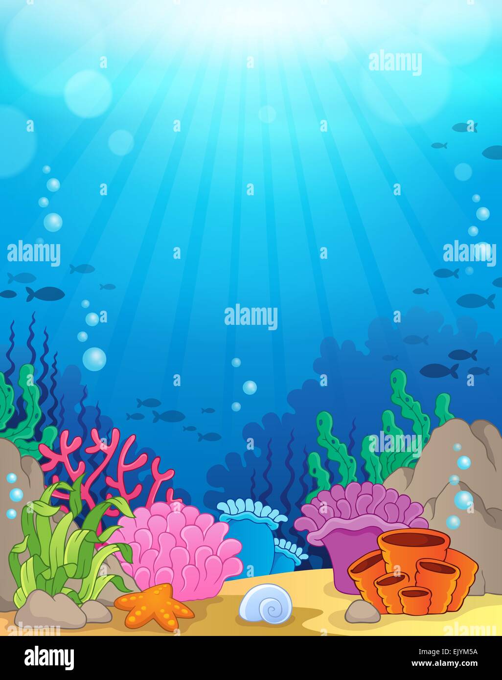 Ocean underwater theme background 3 - picture illustration Stock ...