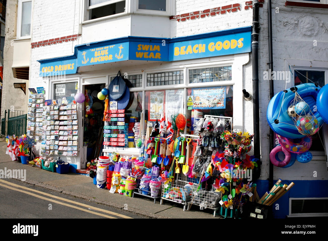 beach goods shop in broadstairs town east kent coast uk april 2015 Stock Photo