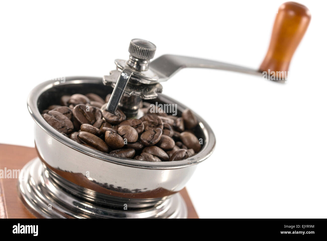 coffee beans macro in old coffee grinder machine Stock Photo Alamy