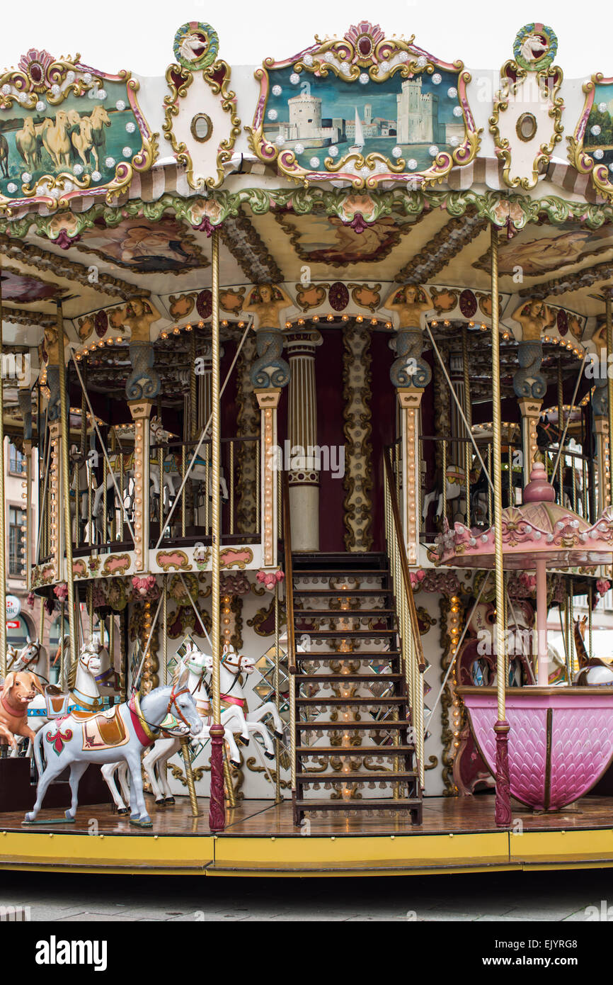 Carousel in Strasbourg town center, France Stock Photo