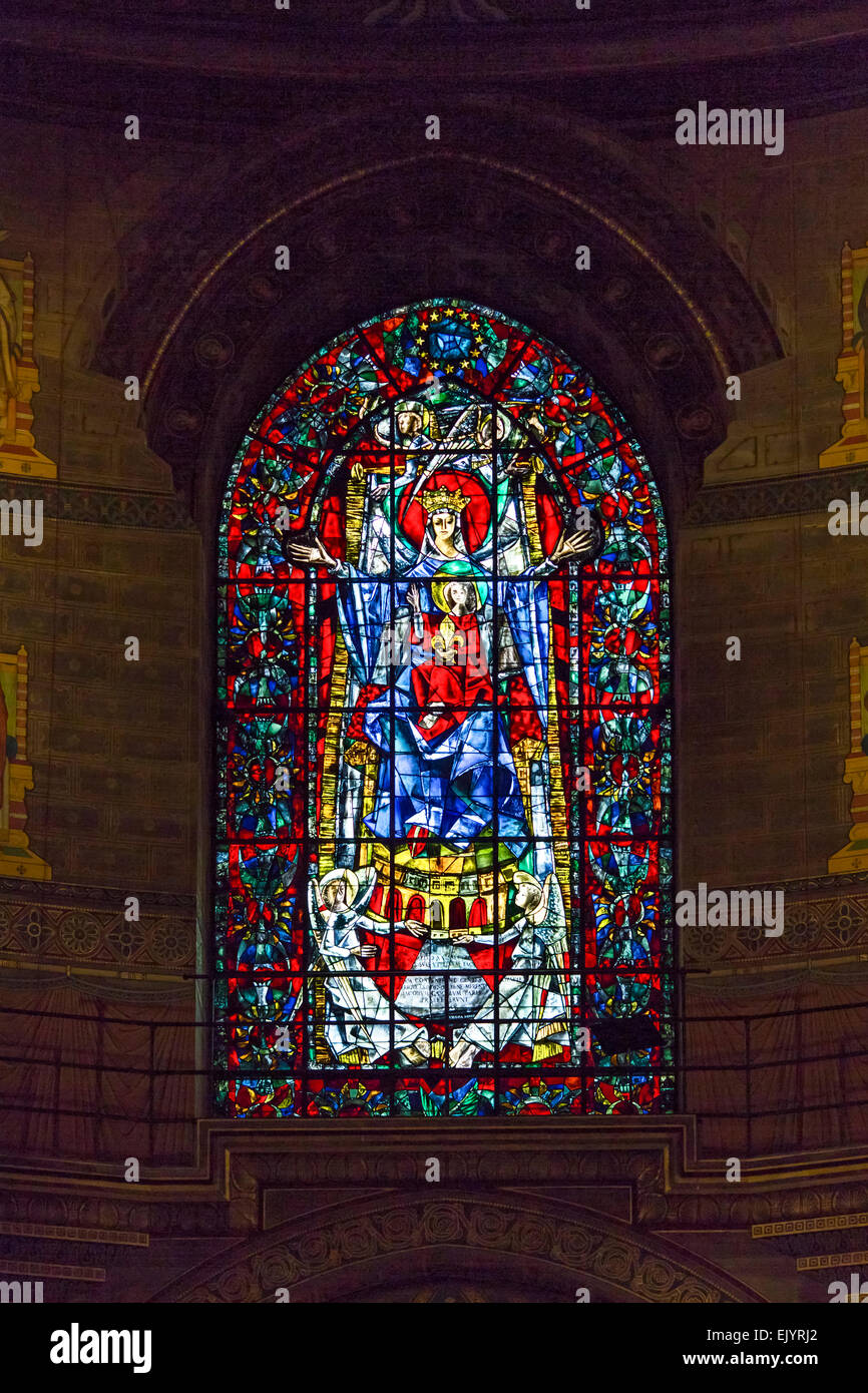 Stained glass windows in Notre Dame of Strasbourg Cathedral, France Stock Photo