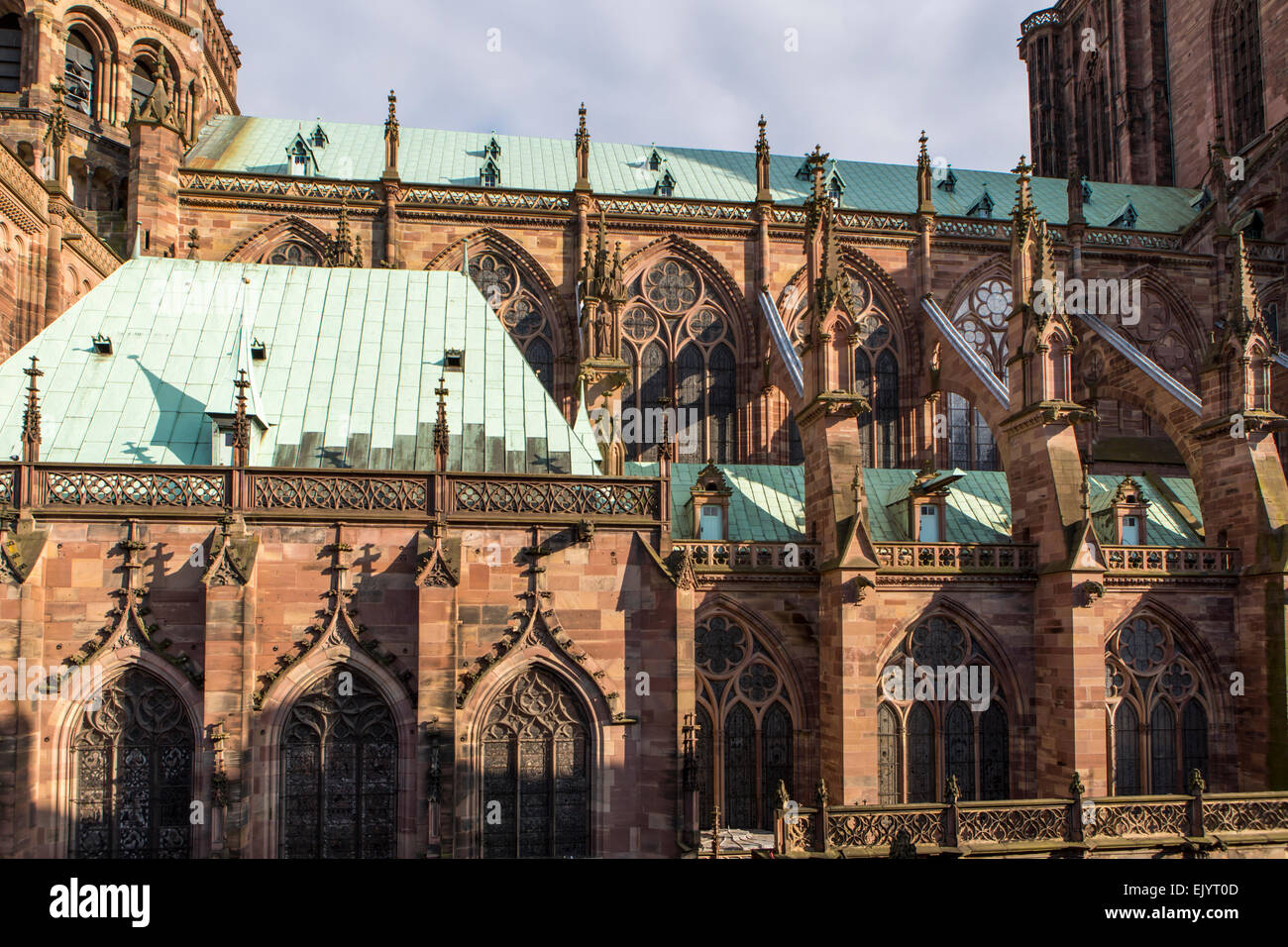 Exterior of Notre Dame of Strasbourg cathedral, France Stock Photo