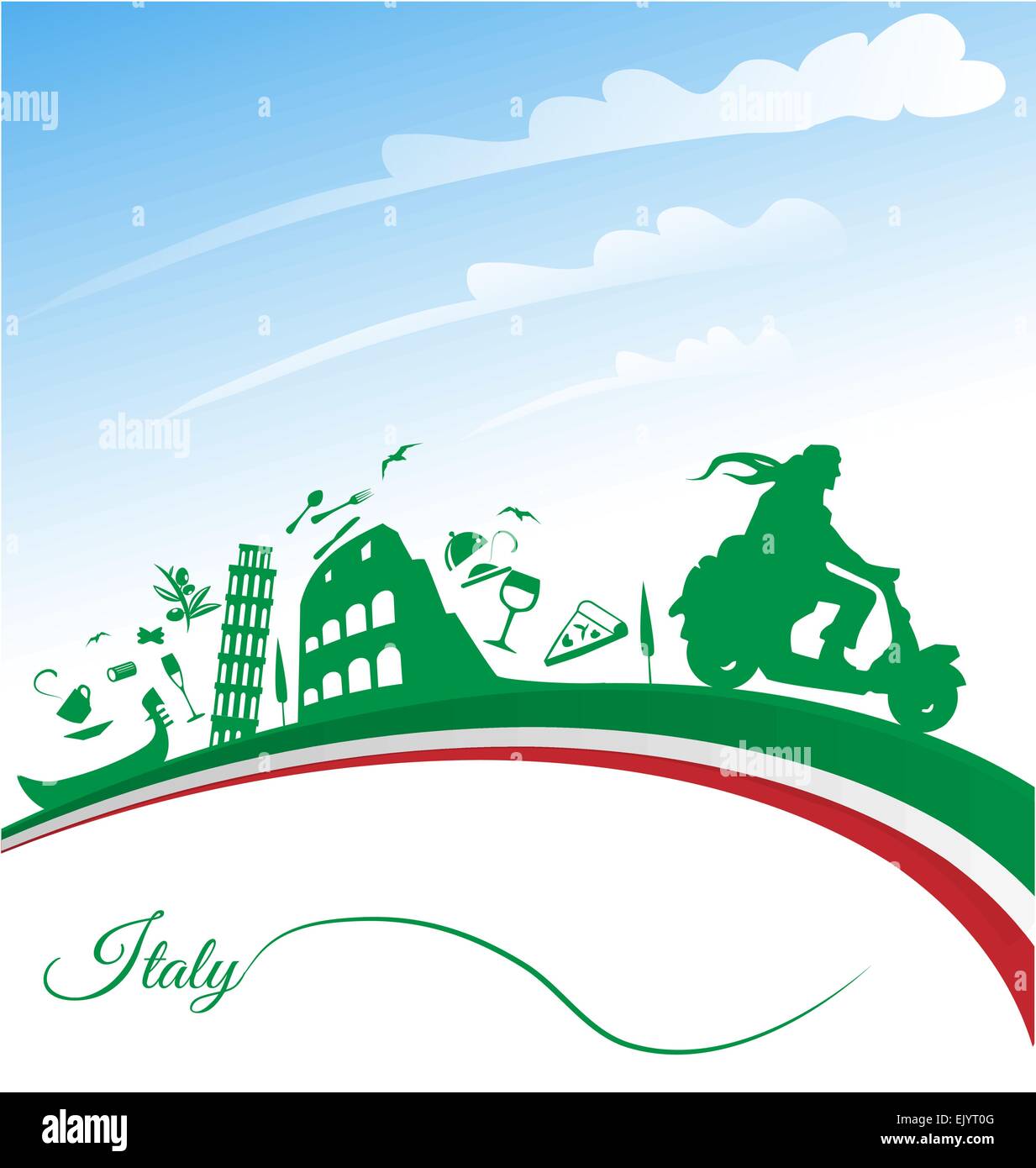 Italian holidays background with flag Stock Vector
