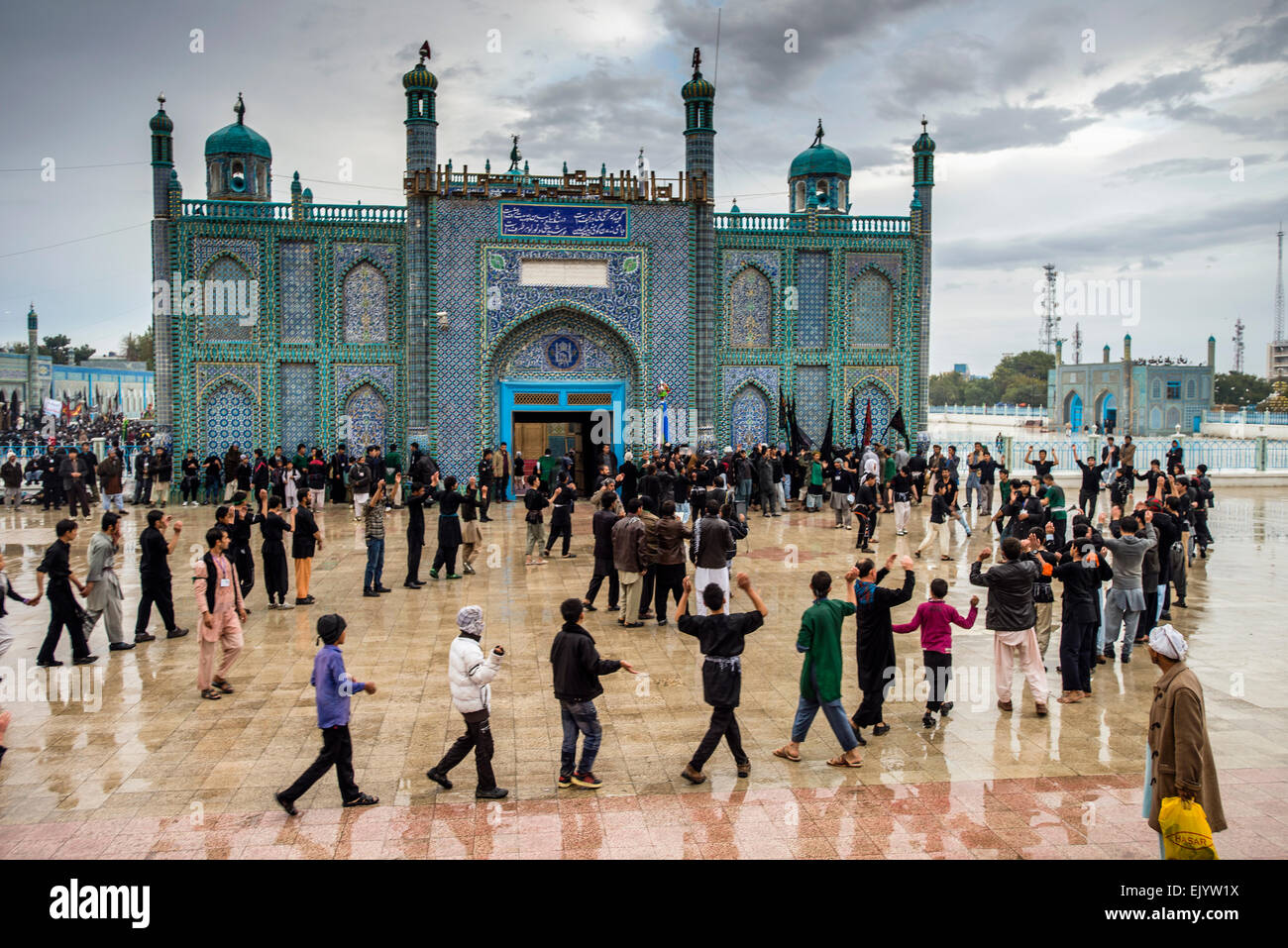 People gathering in the Shrine of Ali on Day of Ashura, tenth day of ...