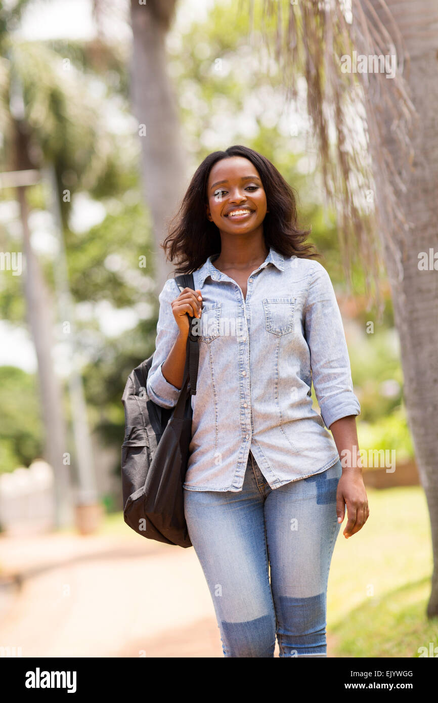 gorgeous young African college student walking on campus Stock Photo ...