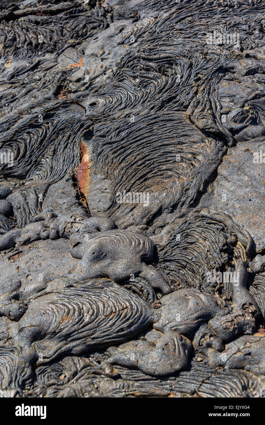 Dry lava flow on Santiago Island in the Galapagos Islands in Ecuador Stock Photo