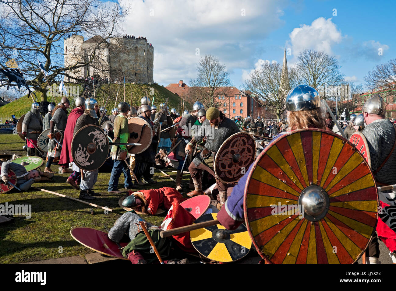 Vikings and Anglo Saxons in combat at the Annual Viking Festival York