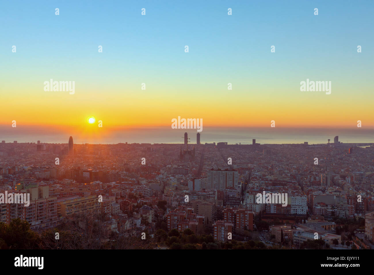 A beautiful sunrise seen in Barcelona, Spain Stock Photo - Alamy