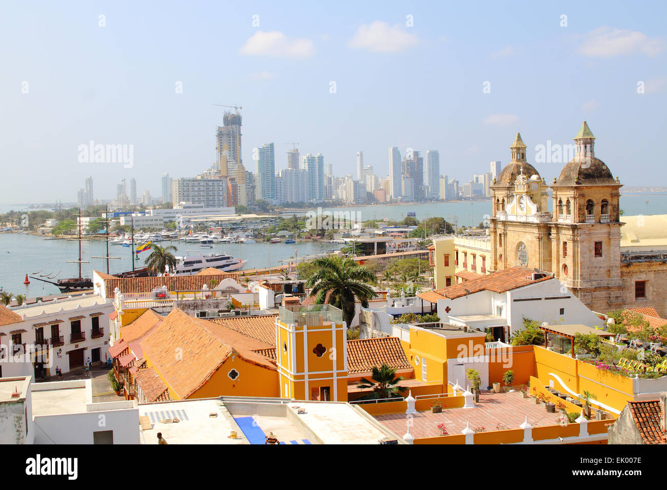 Cartagena, Colombia skyline. Historic city center, bocagrande and port Stock Photo