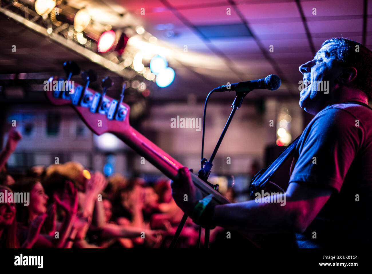 Veteran Welsh rock folk band CELT performing at at Aberystwyth University students union, Wales UK Stock Photo