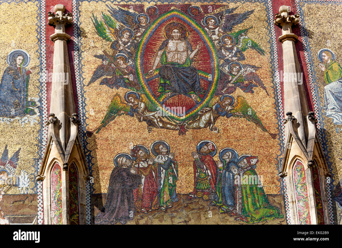 The Last Judgement Mosaic at the Golden Portal of St Vitus Cathedral, Prague, Czech Republic Stock Photo