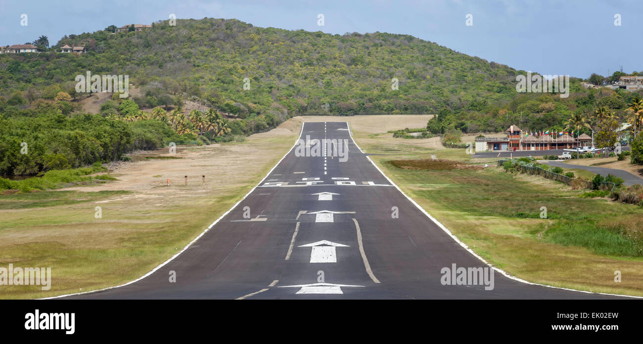 Runway Landing Strip Remote Tropical Island Stock Photo