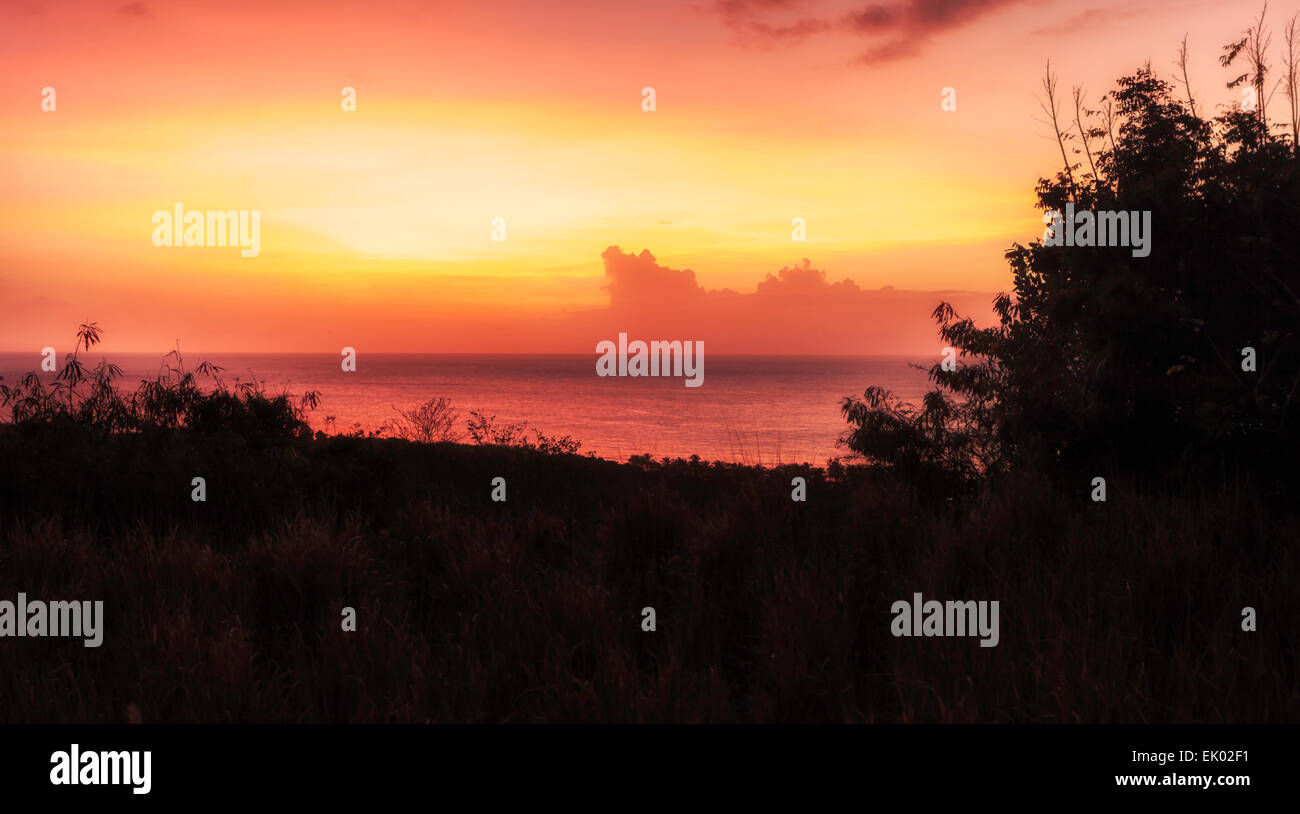 Colorful Beach Sunset Tropical Island Stock Photo