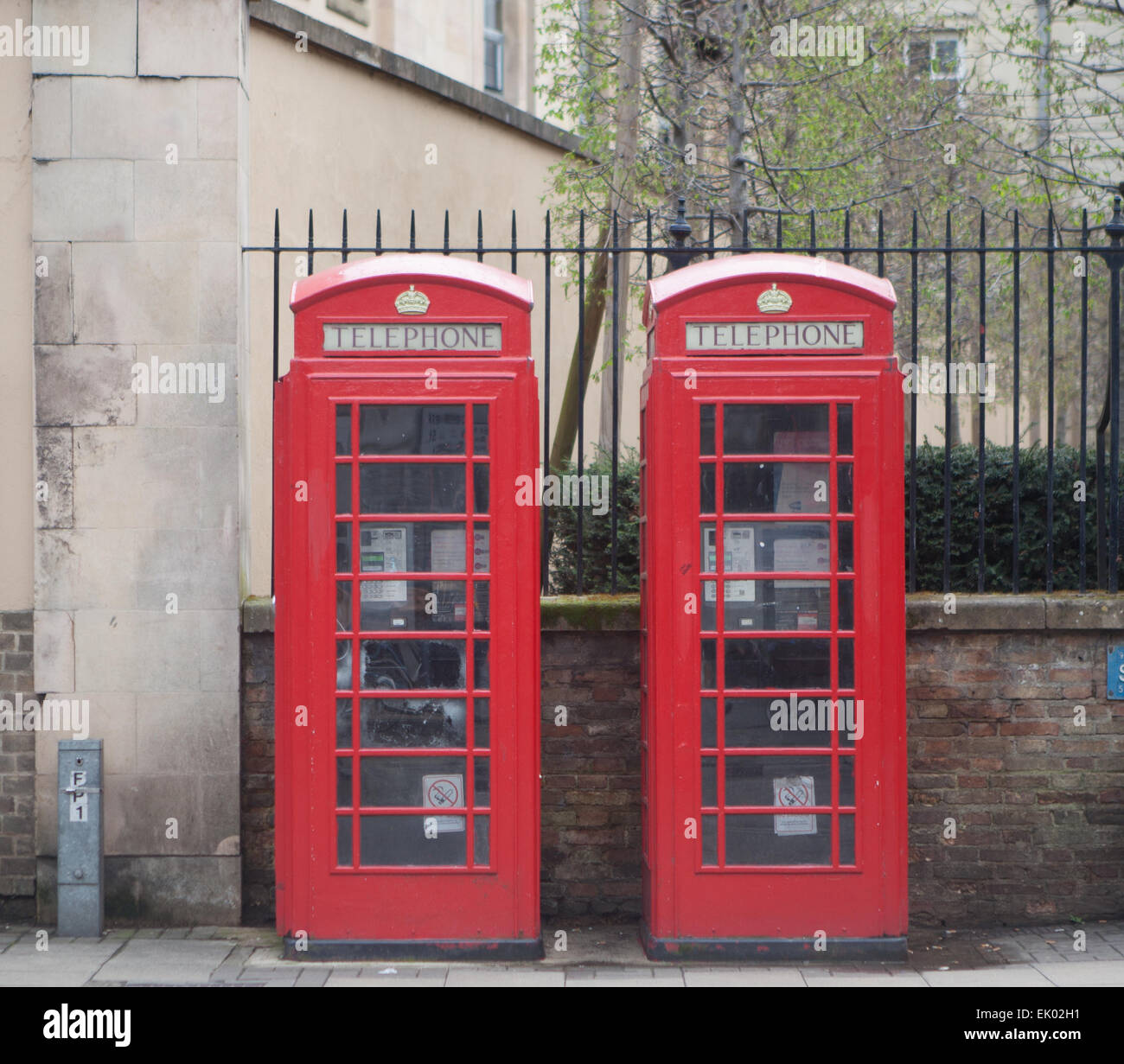 2 phone boxes Cambridge Stock Photo