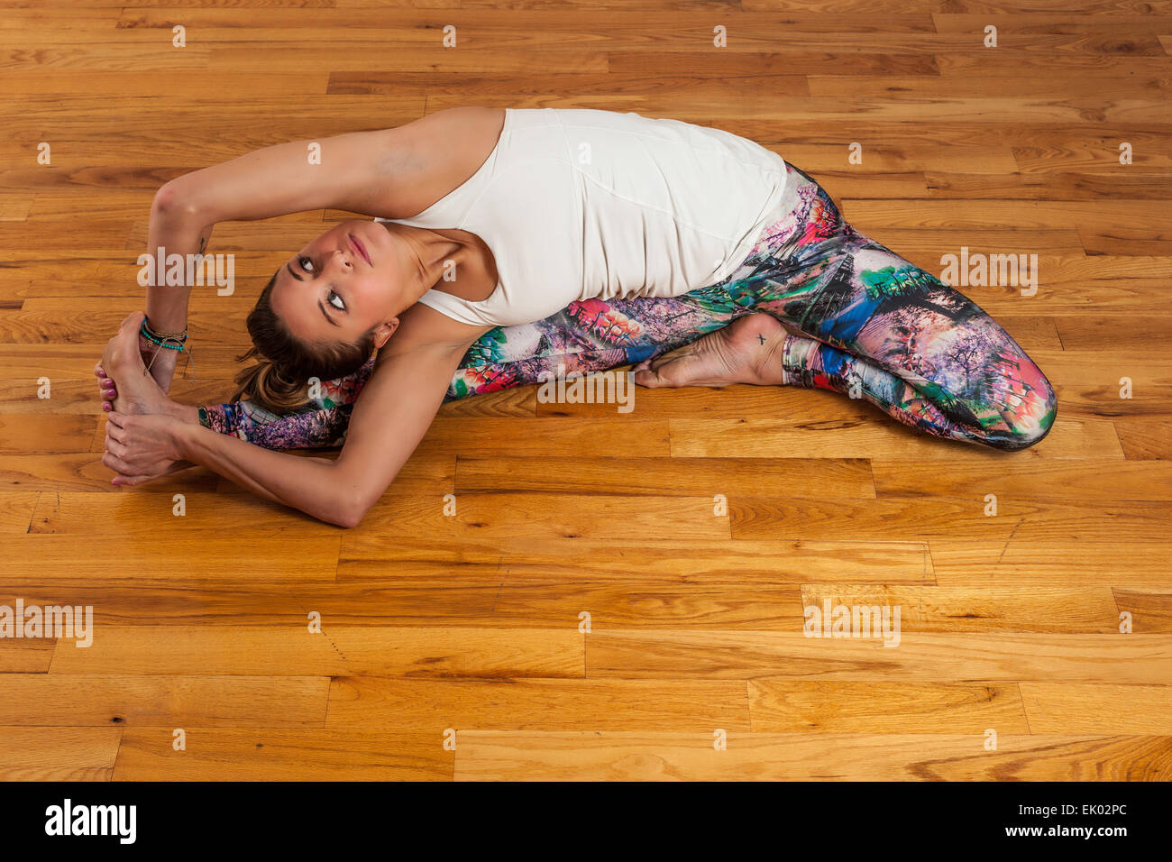 Yoga Parivrtta Janu Sirsasana Revolved Head-of-the-Knee Pose Stock Photo