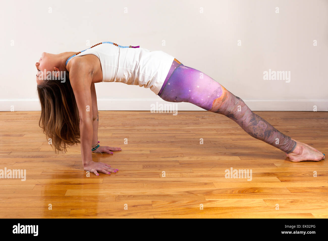 Female Yoga Model Purvottanasana Reverse Tabletop Pose Stock Photo