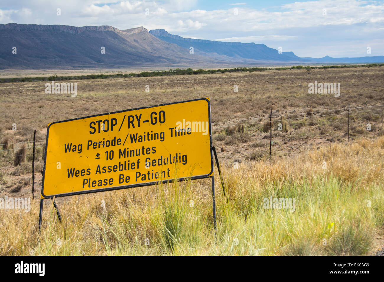 Stop and Go sign in the middle of the Karoo Stock Photo