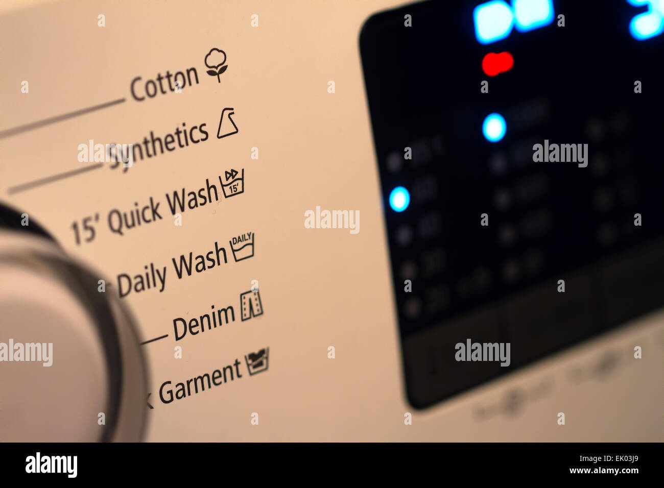 Modern Washing Machine Controlling Interface Close Up Stock Photo