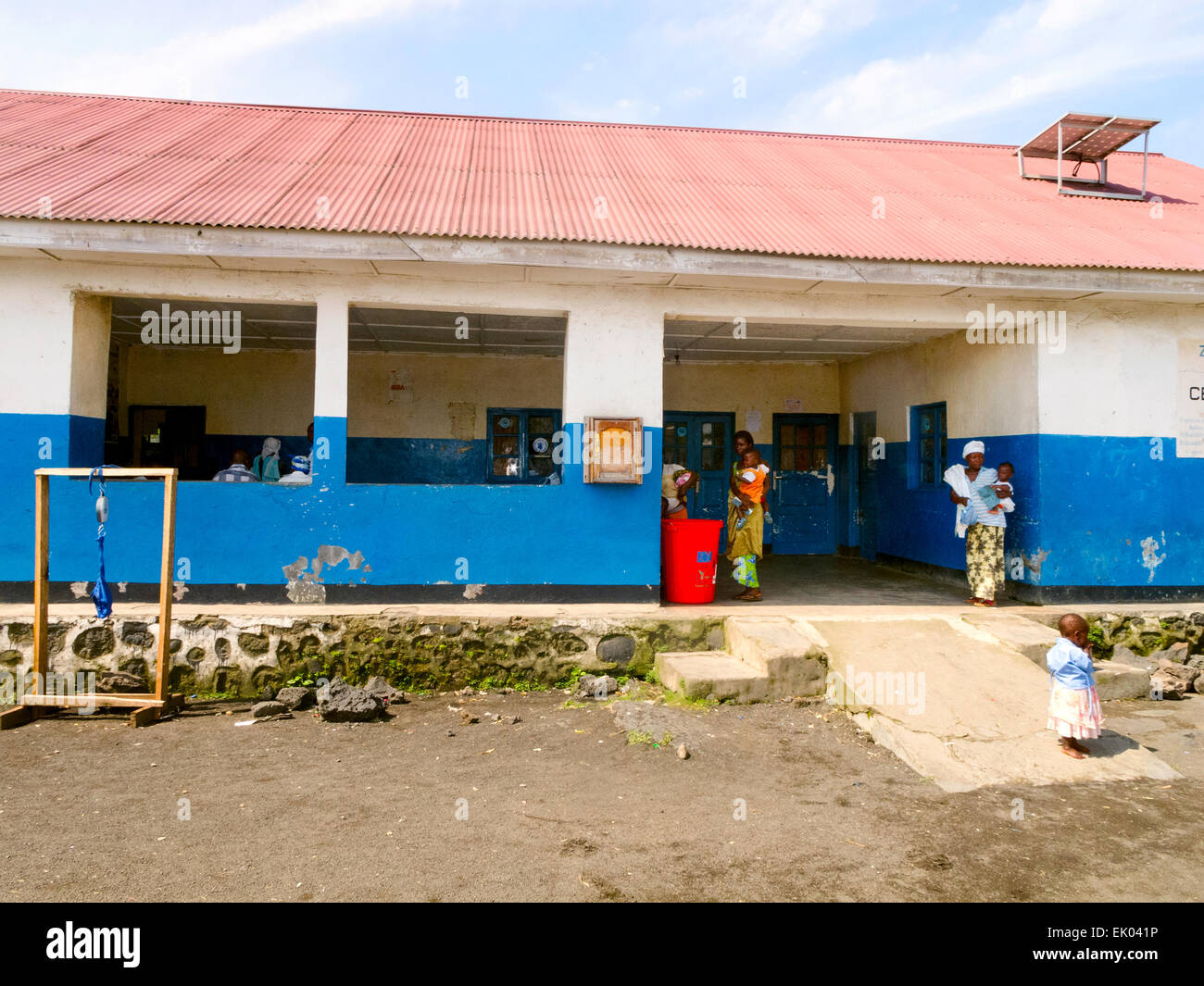 People attending a charity funded african Health Clinic, Goma, North Kivu province, Democratic Republic of Congo ( DRC ), Africa Stock Photo