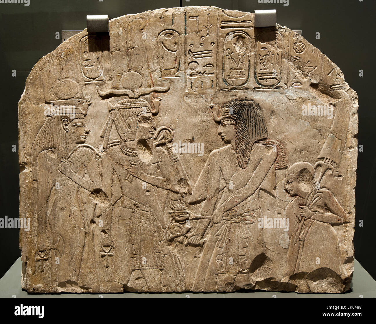 Italy Piedmont Turin Egyptian Museum  new staging - Room 6 - Stele depicting Sethy I and a vizier That adore Amenhotep I Stock Photo
