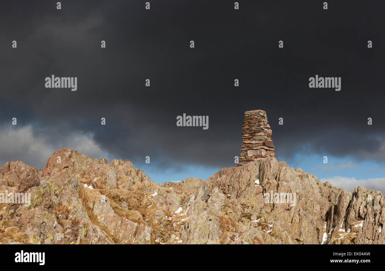 The summit cairn on Place Fell Stock Photo