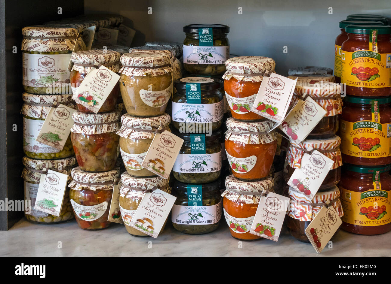 Jars of Spanish gourmet food Stock Photo Alamy